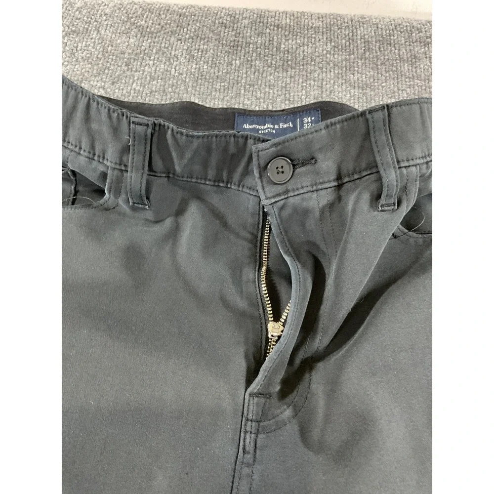 Abercrombie & Fitch Pants Mens 34x32 Black Stretch Chino Slim Straight Casual Dr